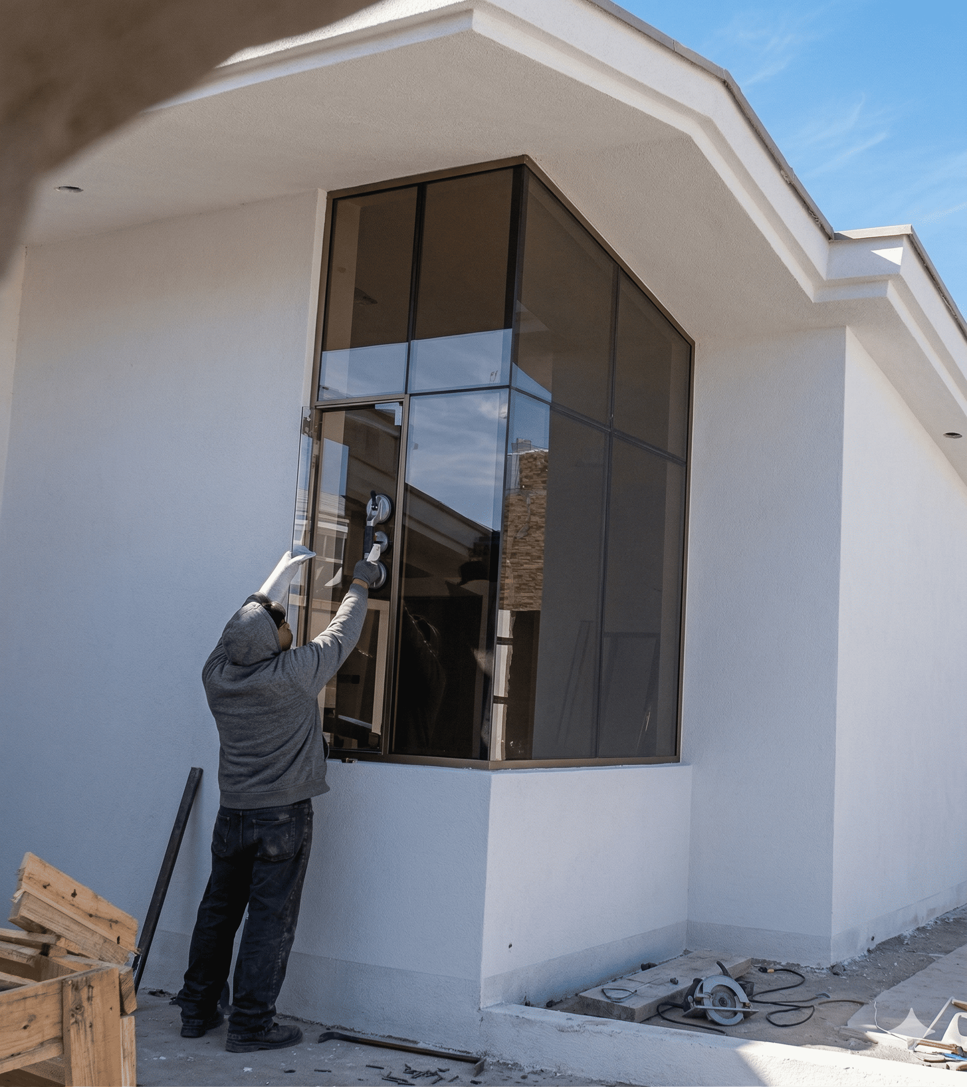 Construcción e instalación de ventanas, ventanales y mamparas.